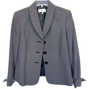 Le Suit Blazer Jacket Size 8 Black/White Geometric Pattern 3 Button RN54050